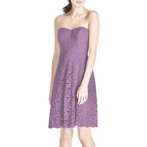 David’s Bridal Strapless Lace Dress With Full Skirt Wisteria F16010 Bridesmaid 0